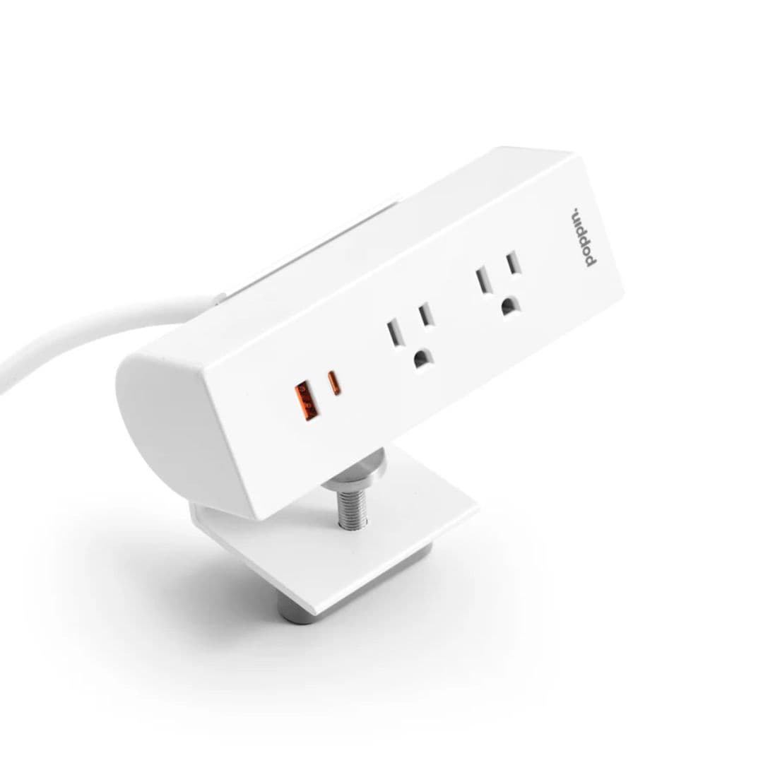 Power Points Outlet, 2 AC, USB-a, USB-c, 6' Cord, White