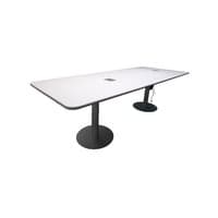Standing 12 Ft Used Tapered Conference Table w Power Grommets, White