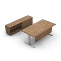 Private Office Suite with Height Adjustable Table & Credenza