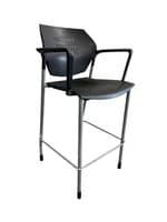 Highmark Black Plastic Bar Height Stool (Black/Silver)
