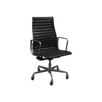 Eames Used Aluminum Group High Back Management Chair, Brown Leather