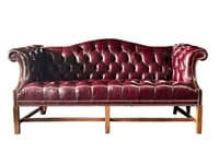 Vintage Southwood Burgundy Tufted Leather Chesterfield Style Sofa